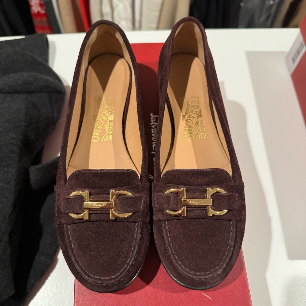 Salvatore Ferragamo Brown Suede Loafers